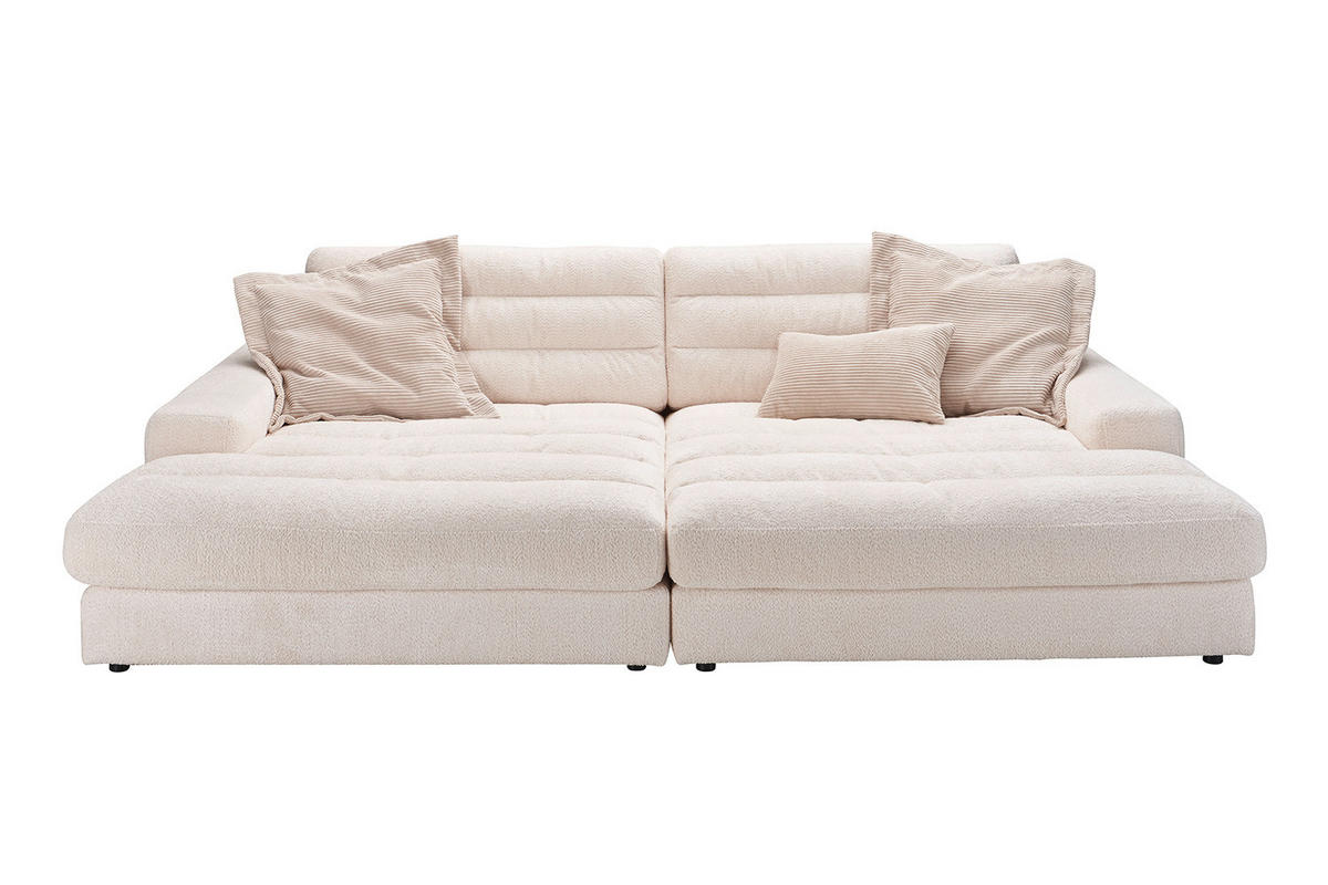BIG SOFA LANA Weiß Webstoff - Schwarz/Weiß, Textil (296/83/178cm) - KAWOLA