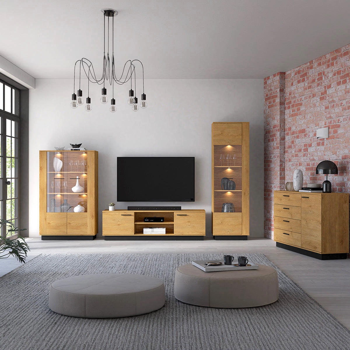 TV-MÖBEL Ysia Holz und Schwarz - Schwarz, Holzwerkstoff (170/49/40cm) - Petits-meubles
