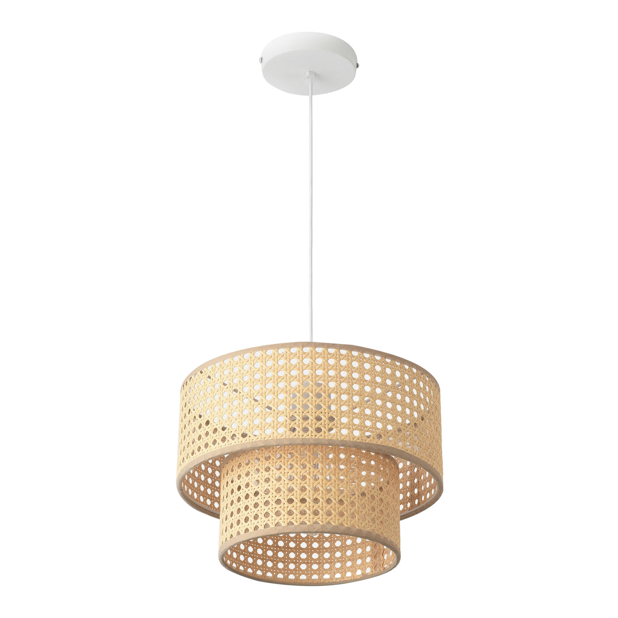 HÄNGELEUCHTE Ascot - Beige/Weiß, Kunststoff/Metall (30/30/160cm) - lux.pro