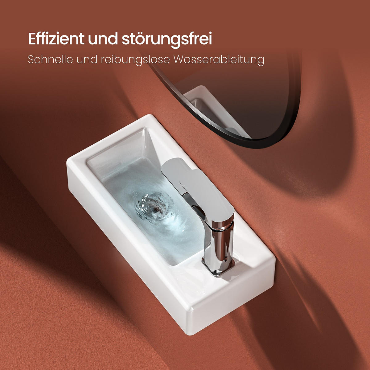 HANDWASCHBECKEN mit pflegeleichter Oberfläche, 1 Hahnloch Weiß 36,5 / 18 / 9 cm - Weiß Hochglanz, Keramik (18/9/36.5cm) - EMKE