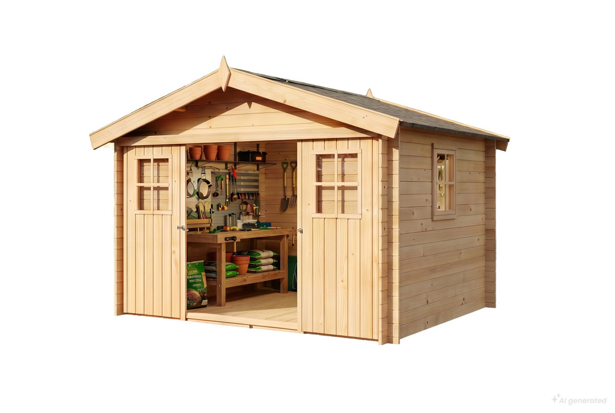 GERÄTEHAUS Holz Evere - Naturfarben, Holz (335/226/265cm) - Alpholz