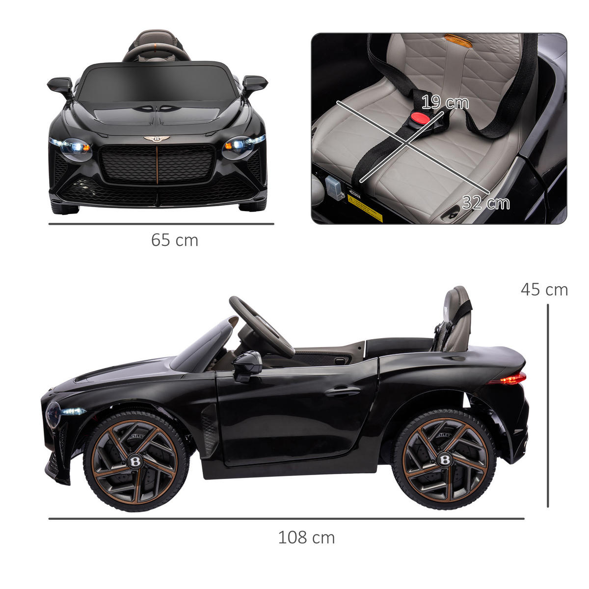 ELEKTRO-KINDERAUTO DE-13155 Flügeltüren Schwarz - Schwarz, Kunststoff (108/65/45cm) - ComfortXL