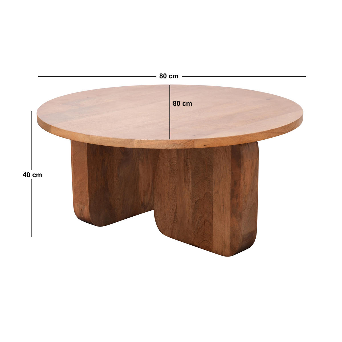 BEISTELLTISCH Rund Braun 80 x 80 x 40 cm - Braun, Holz (80/80/40cm) - Nordlys