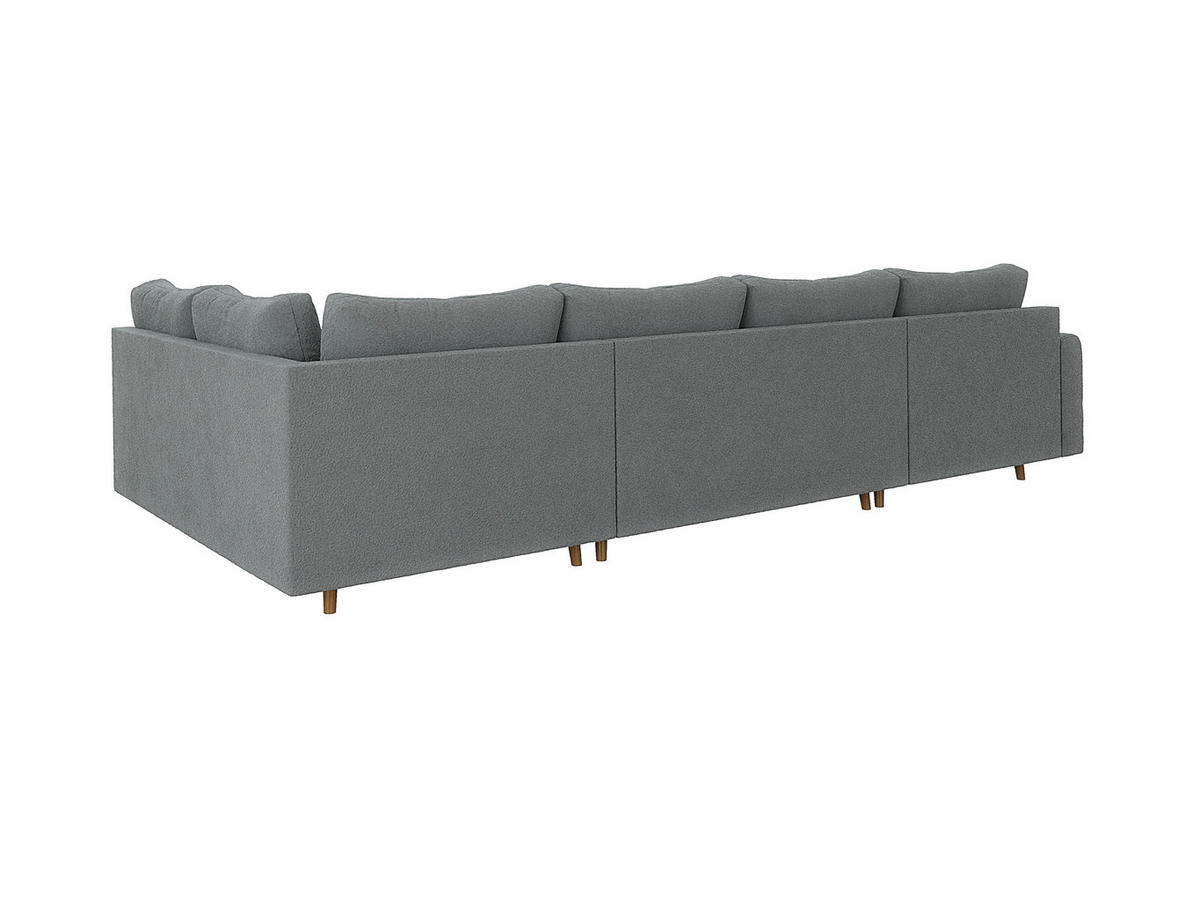 WOHNLANDSCHAFT inkl. Hocker Henrik Grau Boucle - Braun/Grau, Holz/Textil (310/81/161cm) - S-Style Möbel