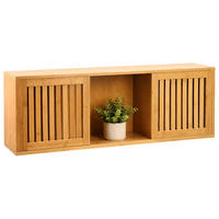 WANDREGAL Natur Bambus 2-Schiebetüren 92,5 cm - Hellbraun, Holz (92.5/33/20cm) - Relaxdays