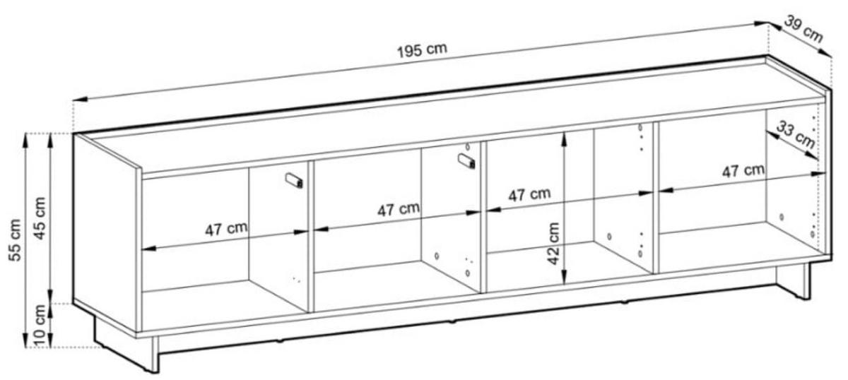 TV-SCHRANK Eiche Rtv - Eichefarben, Holzwerkstoff (195/55/39cm) - Sepro Meble