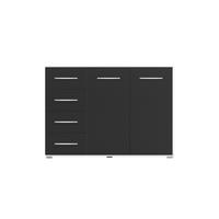 KOMMODE Frida 01 2D4S Weiss/Schwarz 135 cm - Alufarben/Schwarz, Holzwerkstoff/Kunststoff (135/95/45cm) - imoebel24
