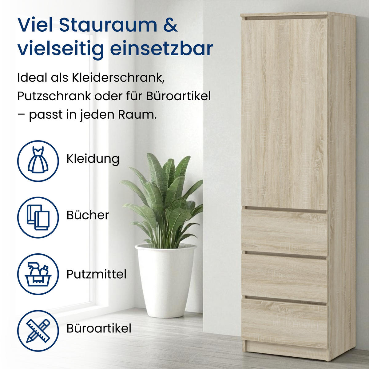 KLEIDERSCHRANK in Sonoma - Sonoma Eiche, Holzwerkstoff (40/180/50cm) - Home Collective