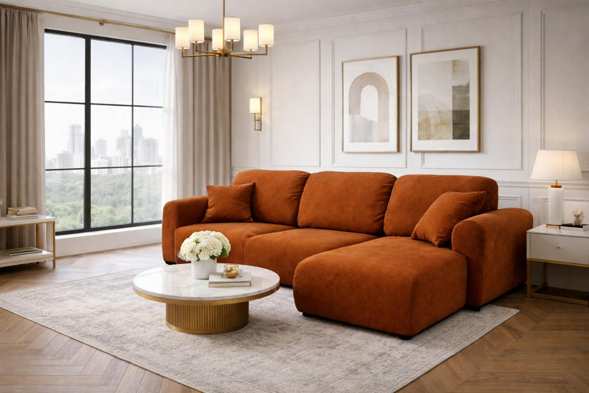 ECKSOFA Mit Schlaffunktion Und Bettkasten, Sofa L-Form Bingo L, Veloursstoff Salvador, Braun, Rechts - Braun, Holz (250/142cm) - Kaiser Möbel