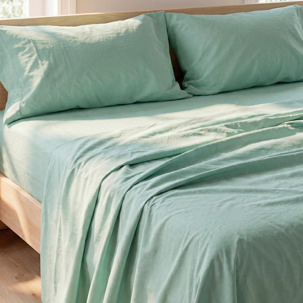 SPANNBETTTUCH basic 200x200x32 cm minze - Mintgrün, Textil (200/200cm) - Happy Friday