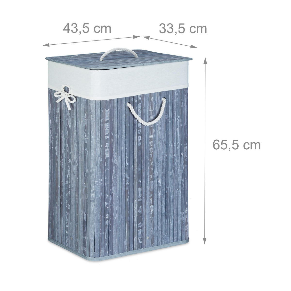 WÄSCHEKORB - Grau, Holz/Textil (43.5/65.5/33.5cm) - Relaxdays