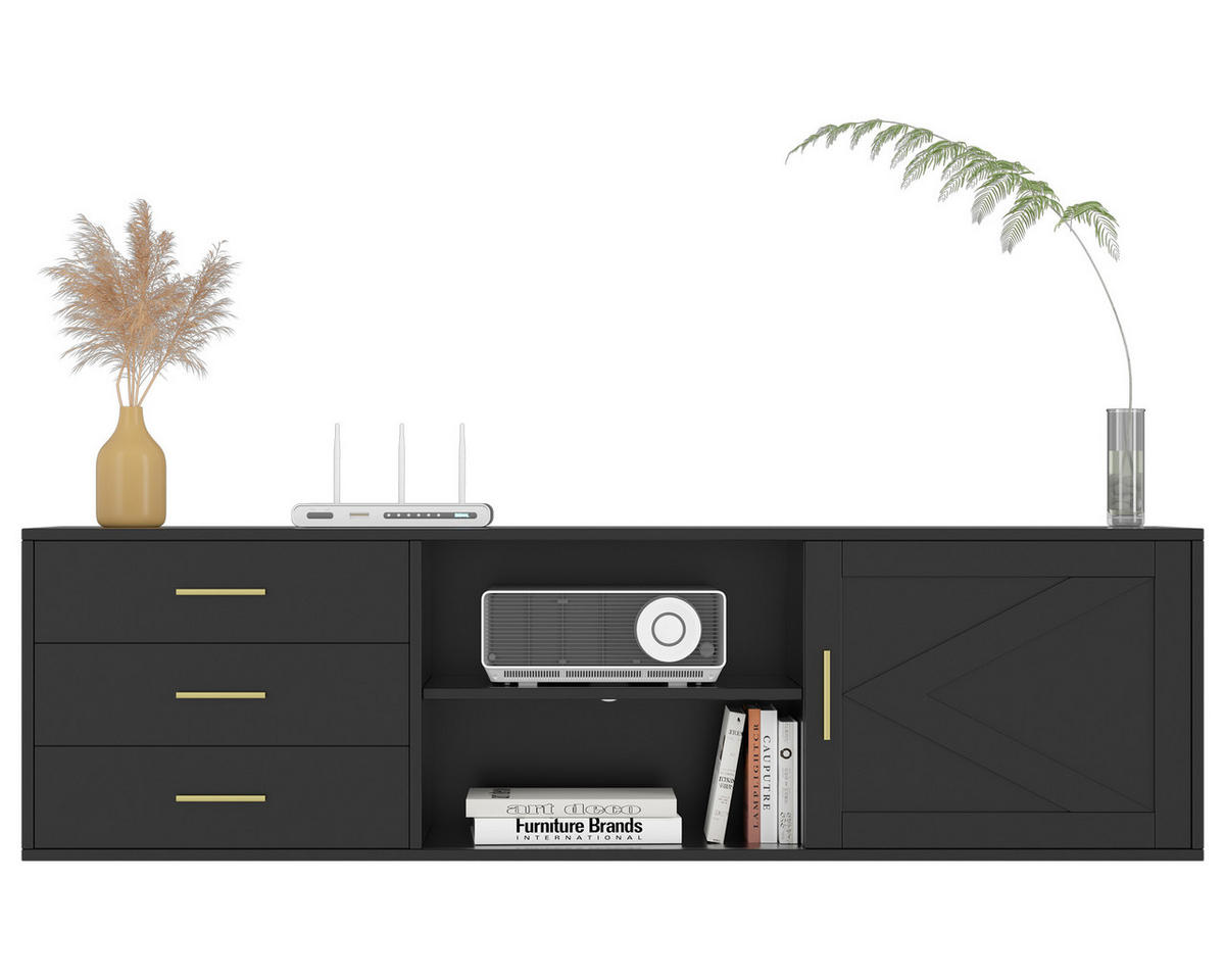 TV-SCHRANK in 160/45/35 cm - Schwarz, Holzwerkstoff (160/45/35cm) - HOMAVO