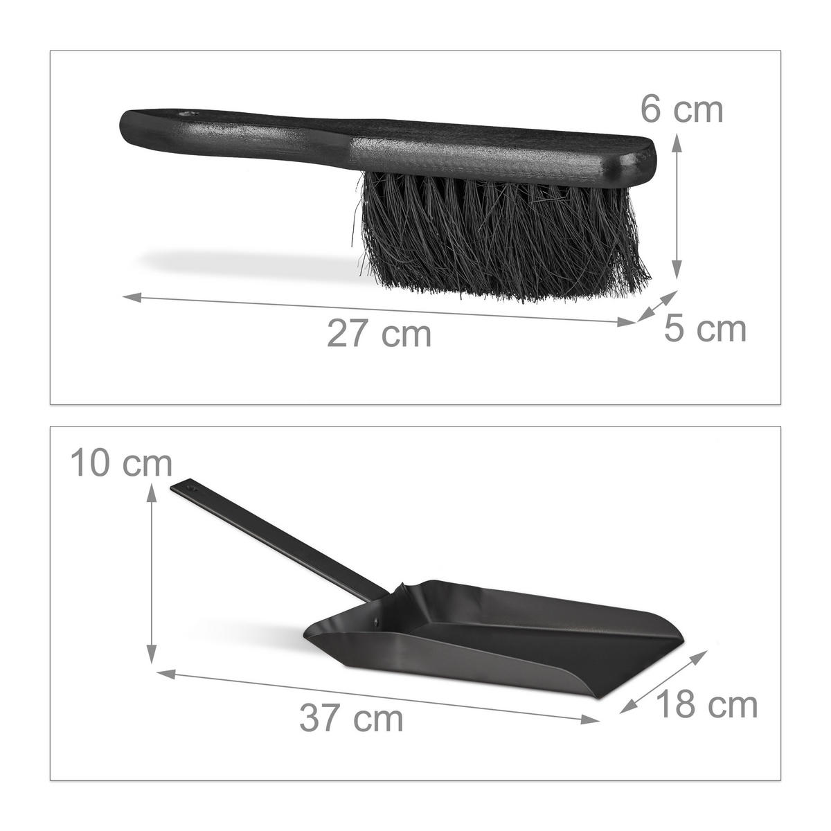 KEHRGARNITUR - Schwarz, Holz/Kunststoff (18/10/37cm) - Relaxdays