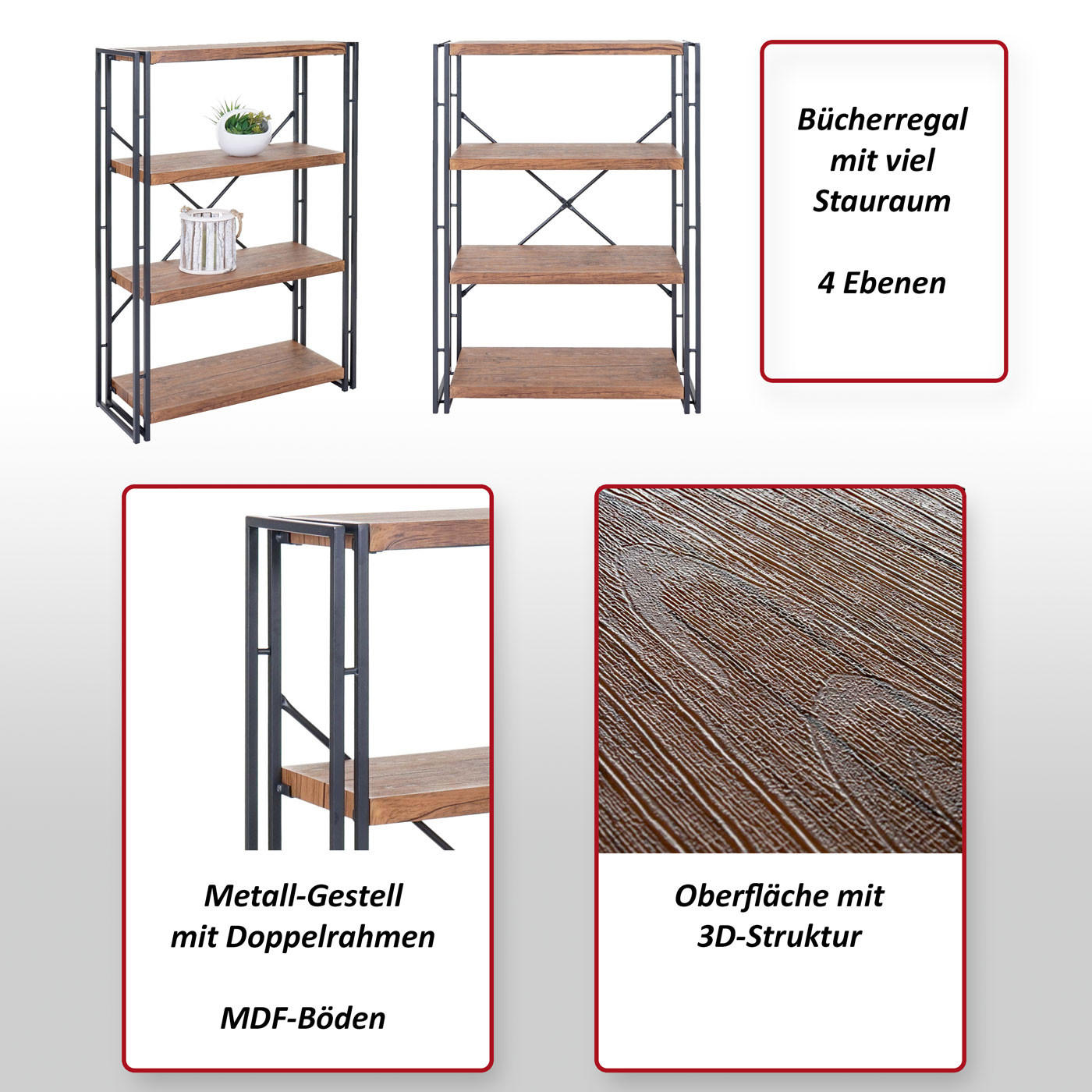 BÜCHERREGAL Holz - Braun, Holzwerkstoff (80/121/30cm) - MCW