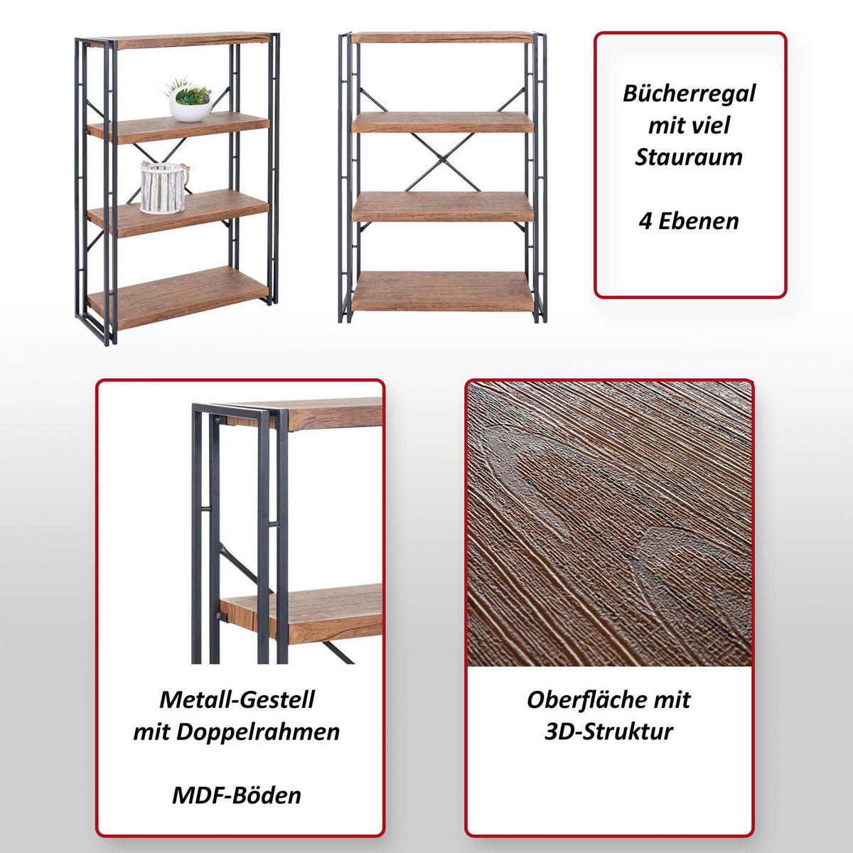 BÜCHERREGAL Holz - Braun, Holzwerkstoff (80/121/30cm) - MCW
