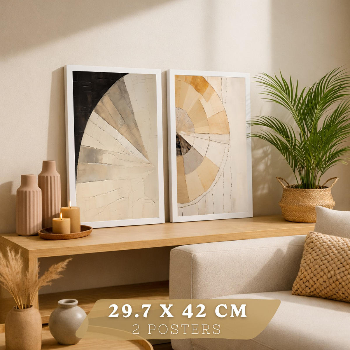 PLAKAT Sada 2 Black Abstract A3 Bílý rám - bílá, papír (29.7/1/42cm) - Nacnic