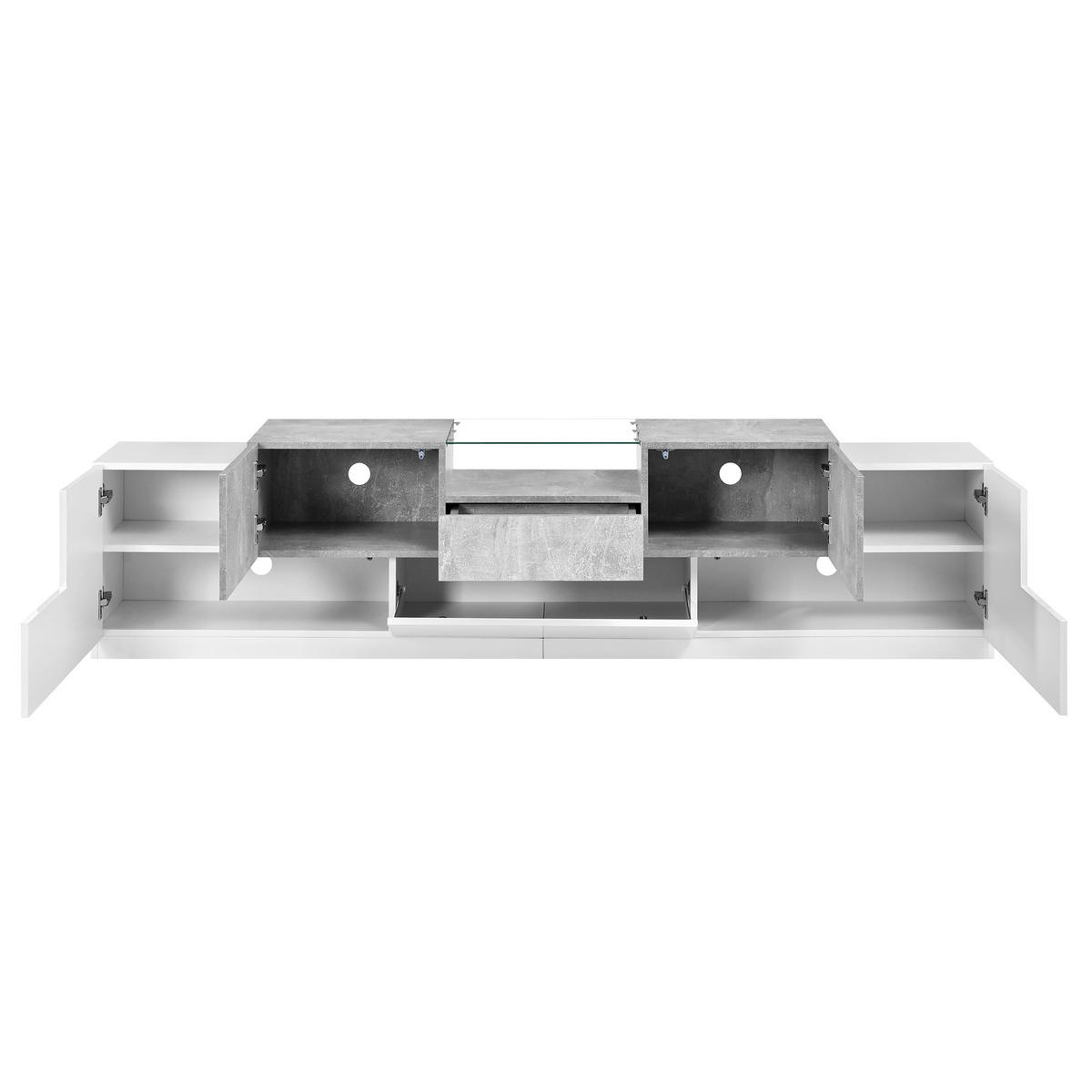 TV-SCHRANK 200/38.5/48.5 cm Weiß mit 7 Türen und 1 Schublade - Weiß, Holzwerkstoff (200/48.5/38.5cm) - Oxeza