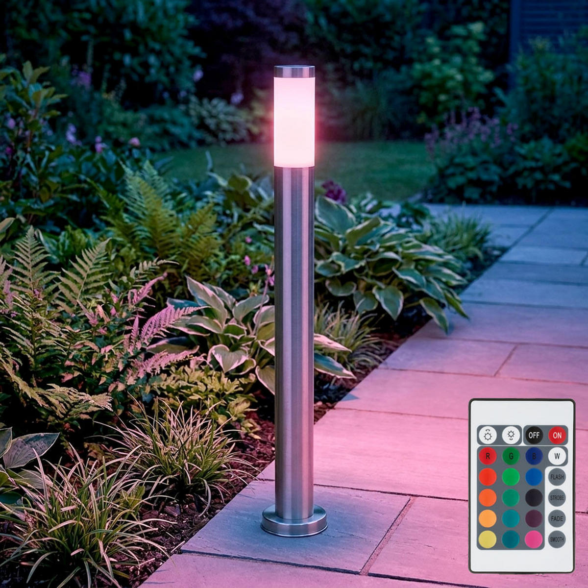 LED WEGELEUCHTE Edelstahl Silber - Silberfarben, Metall (13/13/110cm)