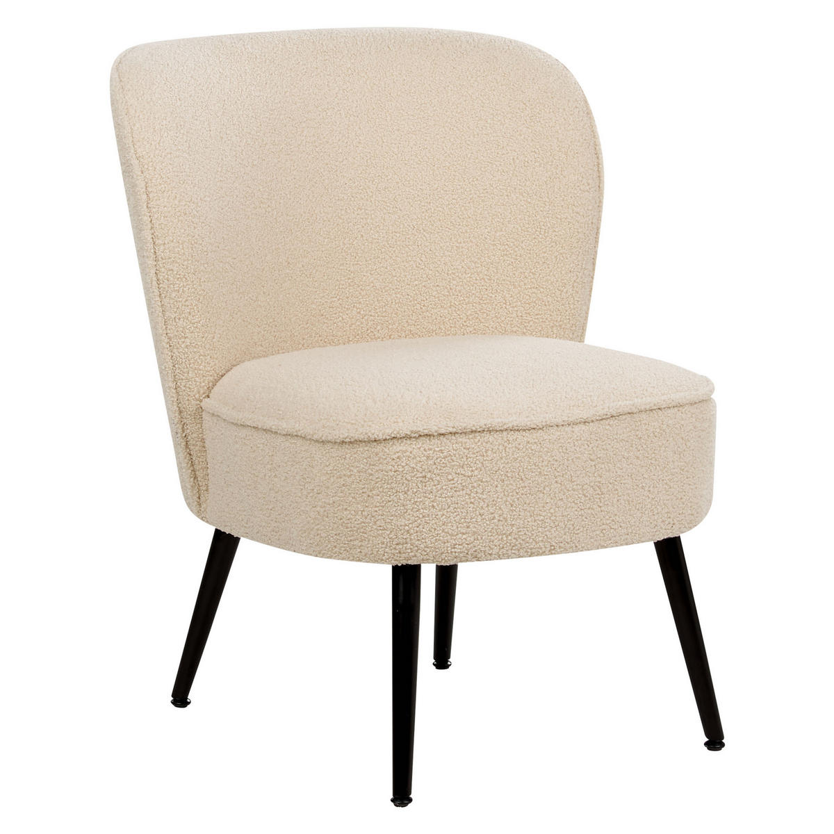 SESSEL Bouclé Helles Beige Voss - Beige/Schwarz, Textil (60/76/52cm) - Beliani