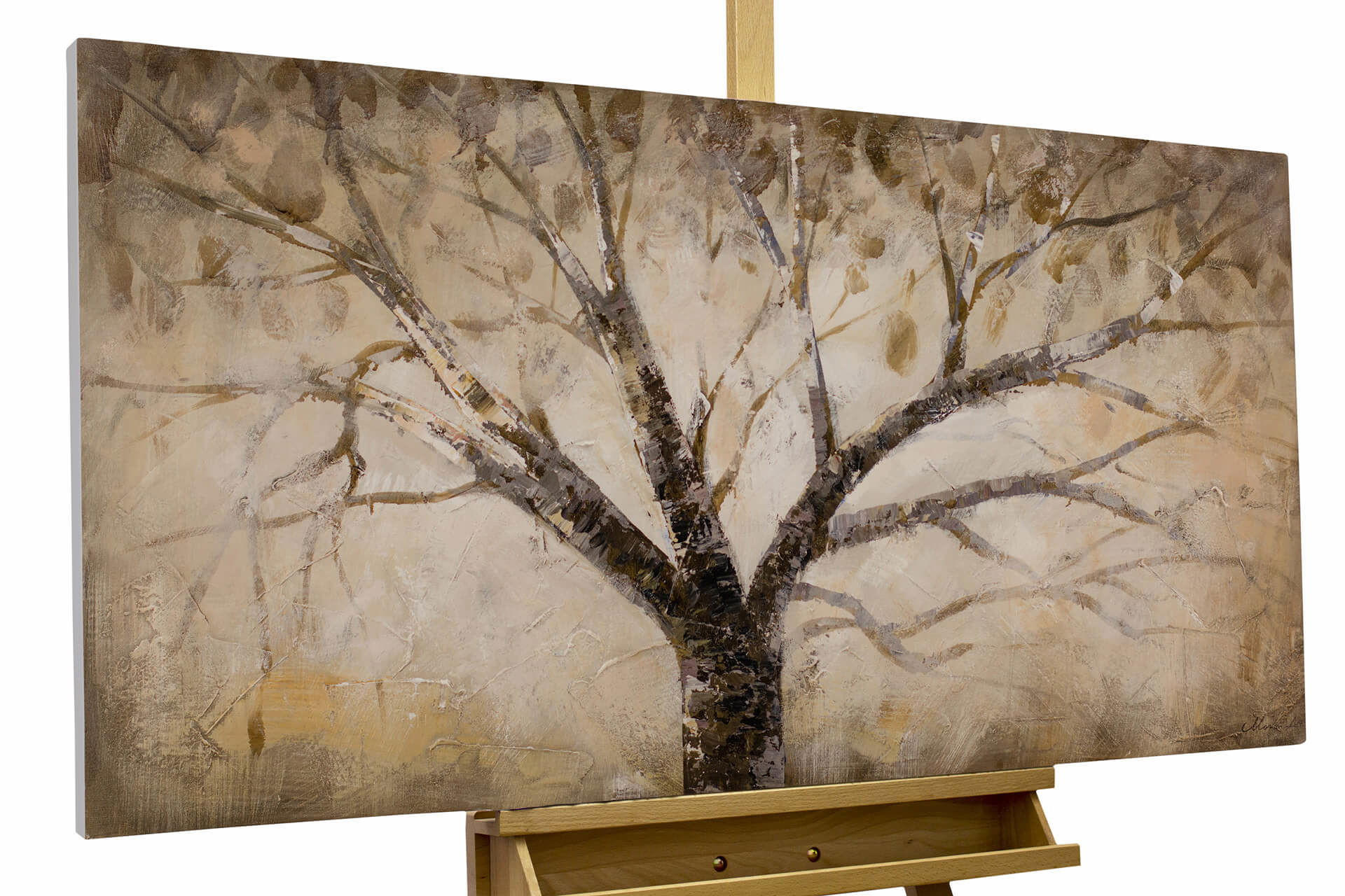 ACRYLBILD HANDGEMALT 120/60 cm - Weiß, Holz/Textil (2.04/60cm) - KUNSTLOFT
