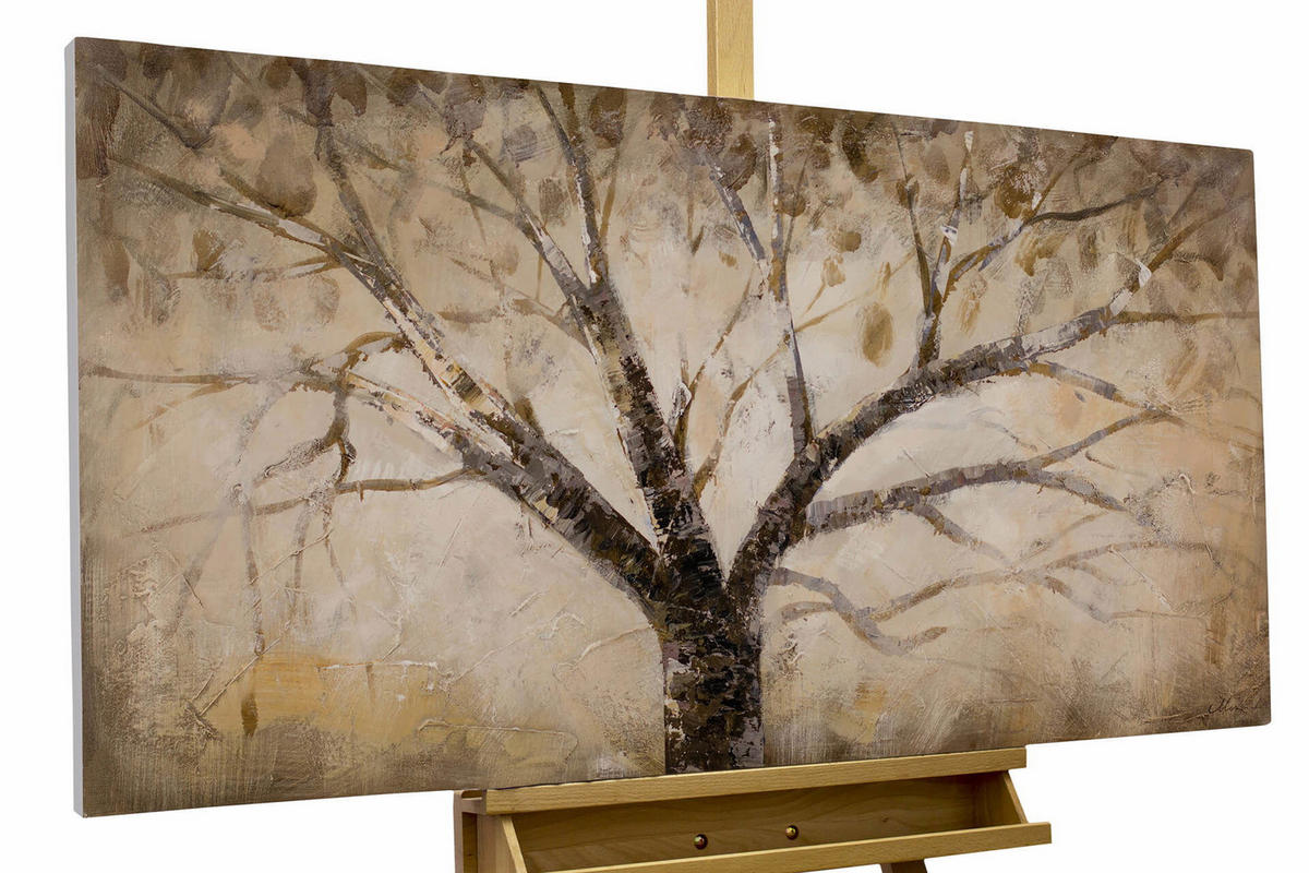 ACRYLBILD HANDGEMALT 120/60 cm - Weiß, Holz/Textil (120/60cm) - KUNSTLOFT