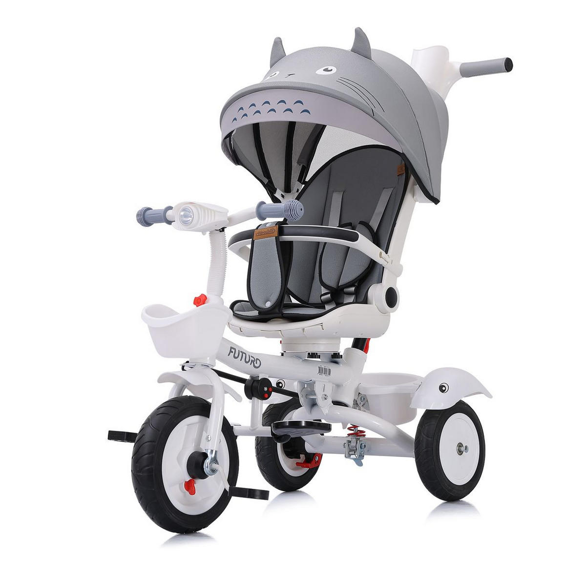 DREIRAD Futuro 2 in 1 faltbar grau Becherhalter, Musik, Licht, Gummiräder - Grau, Metall (90/50/95cm) - Chipolino