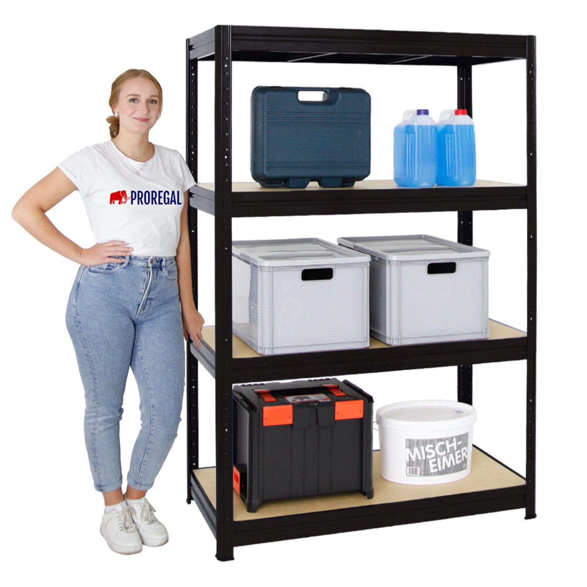 SCHWERLASTREGAL Dino 180x120x60 cm Fachlast 600 kg Schwarz - Schwarz, Metall (120/180/60cm) - PROREGAL