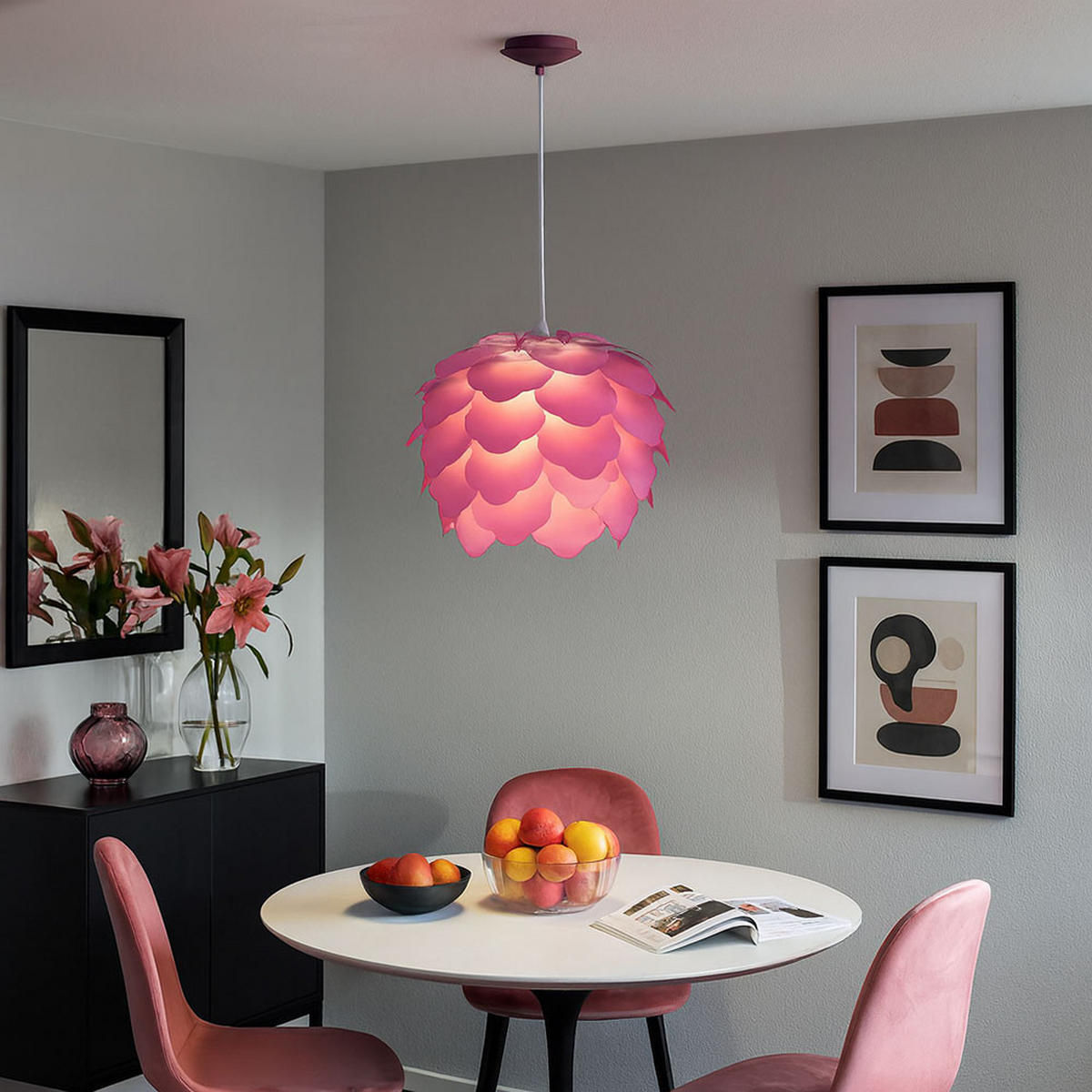 LED HÄNGELEUCHTE FILETTA Rosa Kunststoff - Rosa, Metall (42/42/110cm)