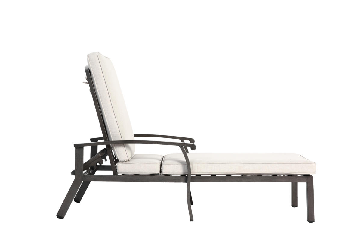 GARTENLIEGE Aluminium mit 5-fach verstellbarer Rückenlehne, Kissen 204/58/100 cm Beige - Beige, Metall (68/100/204cm) - Redom