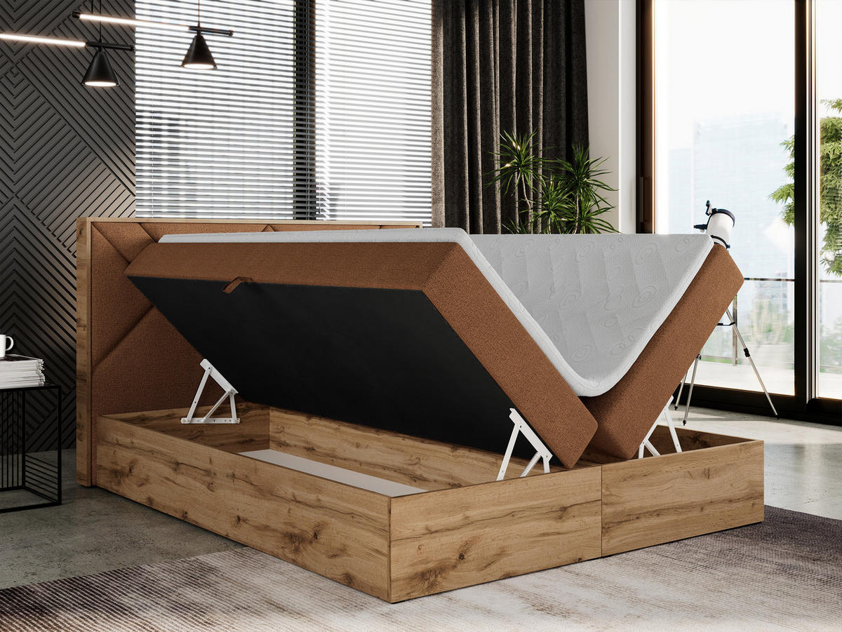 BOXBETT GUNAR - 120/200 Orange Struktur - H3 - Orange, Holz/Textil (120/200cm) - MKS