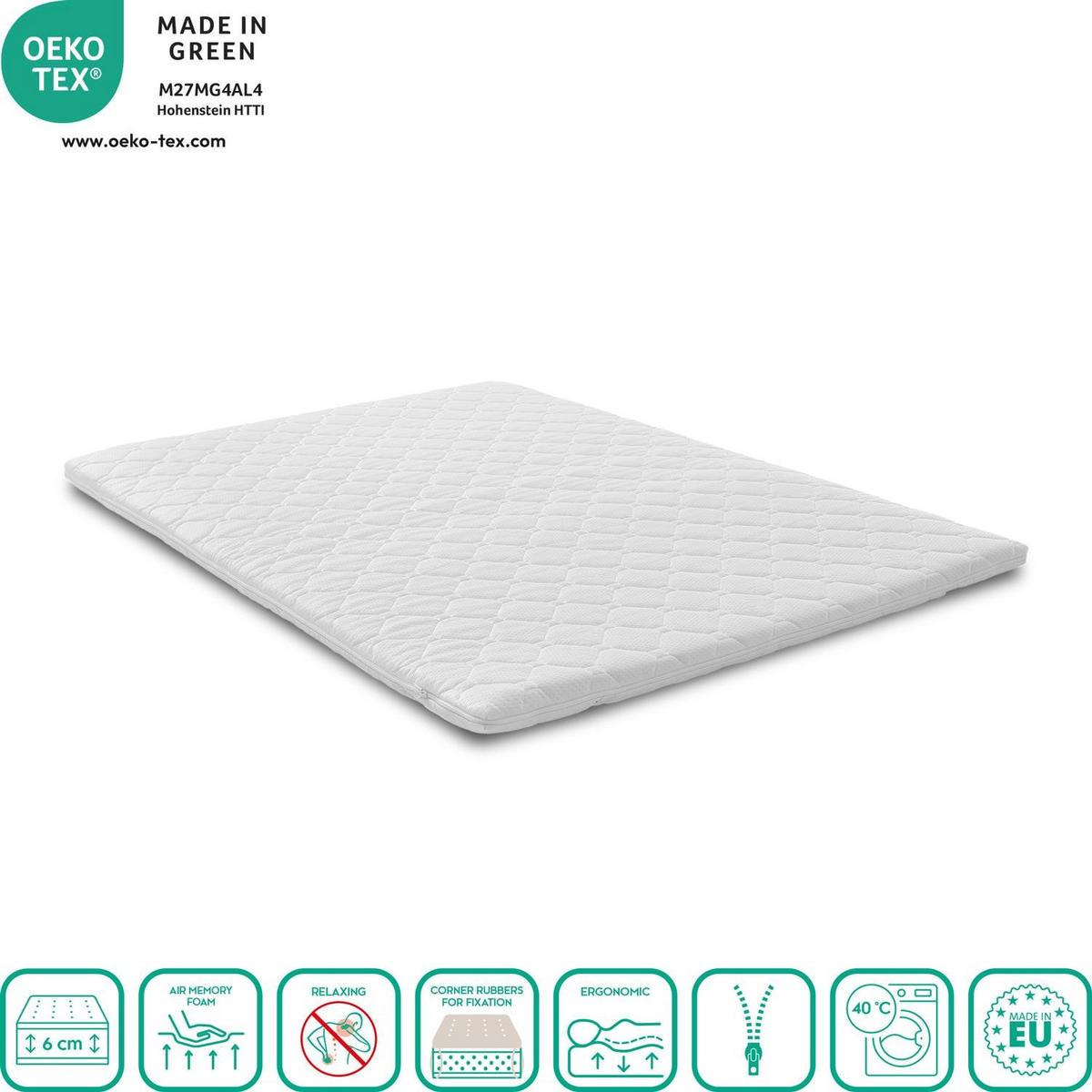 TOPPER Viskoelastik-Topper 140x200 cm - Weiß, Textil (140/200cm) - Matratzen Discount