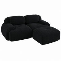 ECKSOFA modular rahmenlos Cord Black - Schwarz, Kunststoff (178/208.1cm) - Meubliv