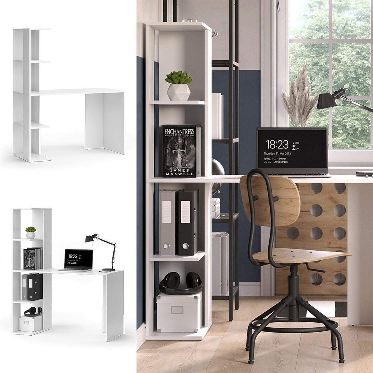 PRACOVNÍ STŮL Tower Bílá - bílá, kompozitní dřevo (55.2/122.2/75.8cm) - Vicco