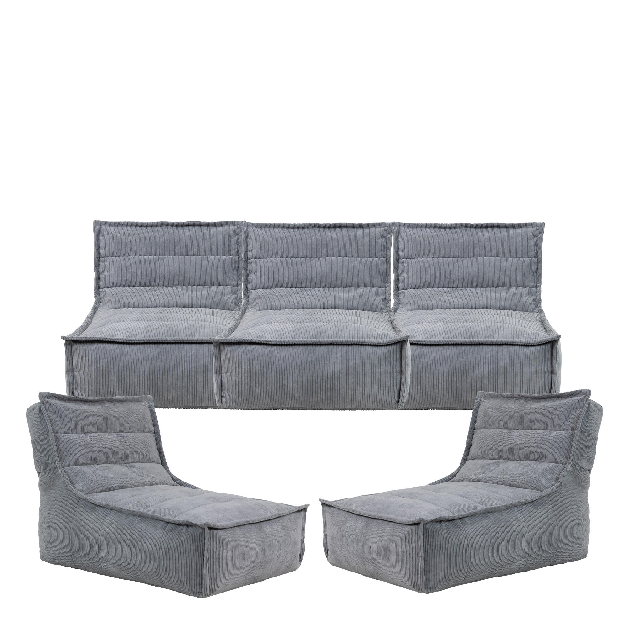 SITZSACK Lounger Dolce , Cord, 5PK - Anthrazit/Grau, Kunststoff (380/72/90cm) - icon