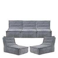 SITZSACK Lounger Dolce , Cord, 5PK - Anthrazit/Grau, Kunststoff (380/72/90cm) - icon