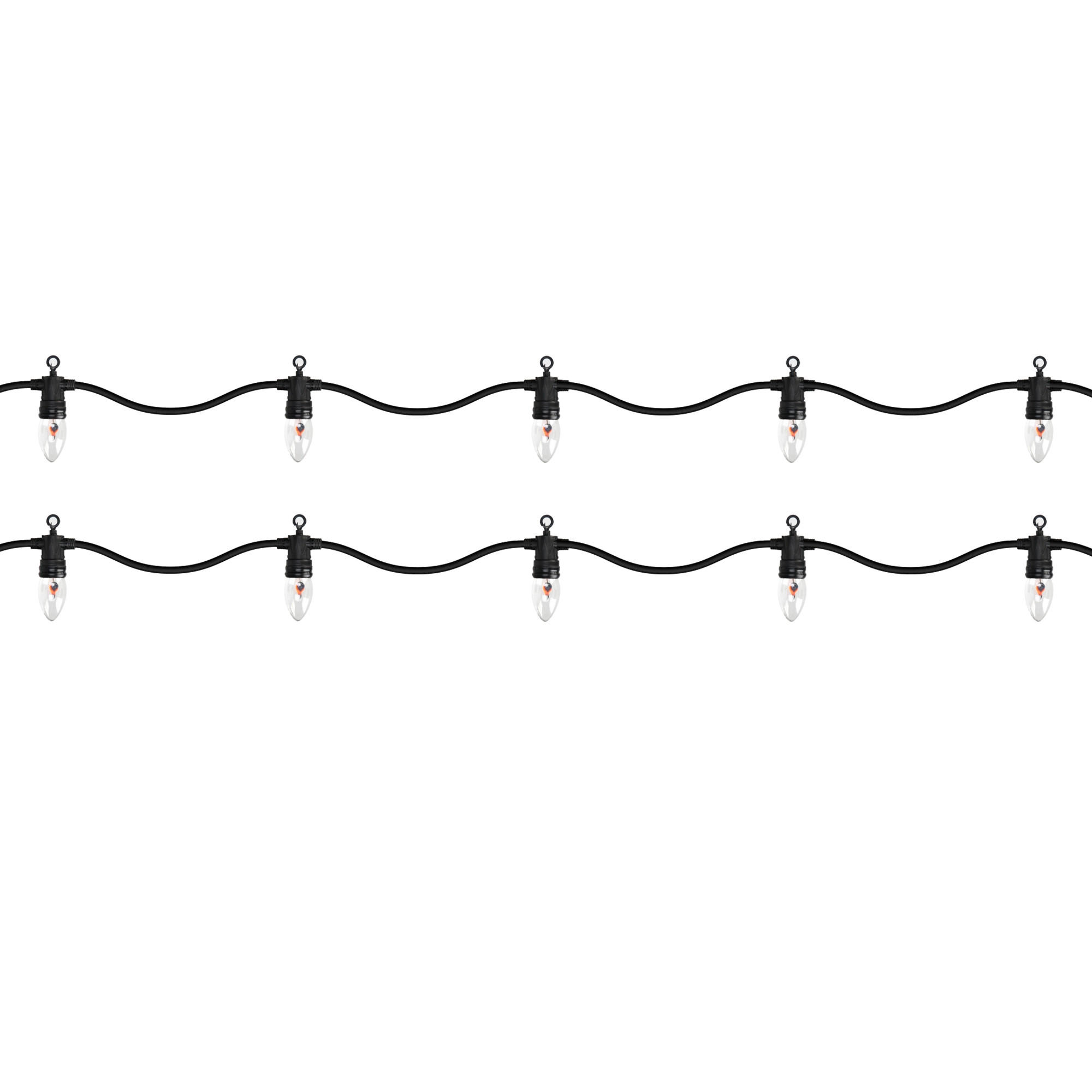 LICHTERKETTE mit Flammeneffekt 360 cm 10 Glühbirnen E14 Innen/Außen - Schwarz, Kunststoff (360cm) - ECD-Germany