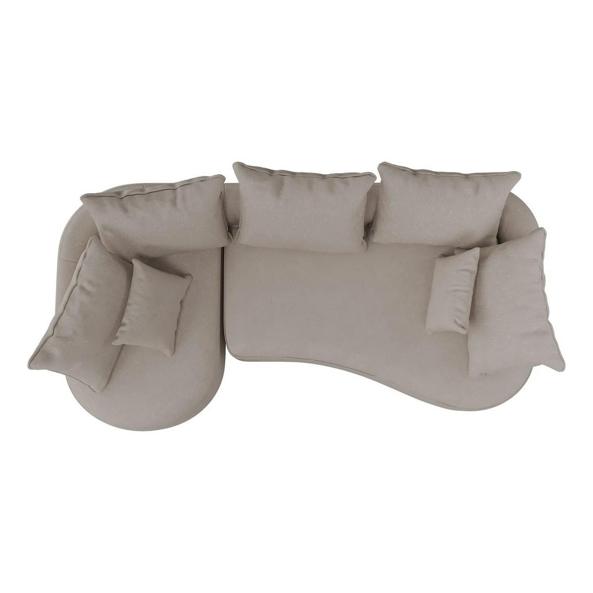 SOFA Tirano Samt Beige mit Ottomane links - Beige, Textil (102/300cm) - Juskys