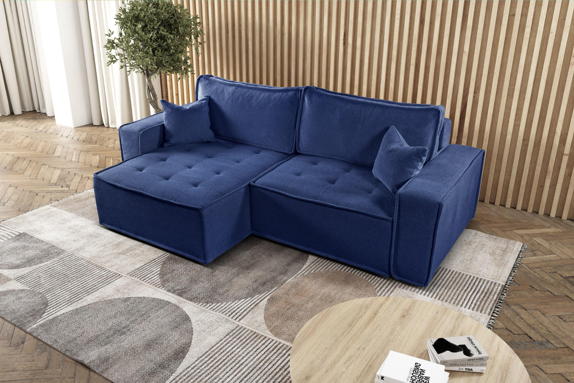 ECKSOFA Bohoo Mit Schlaffunktion Blau Links - Blau, Holz (140/248cm) - Kaiser Möbel