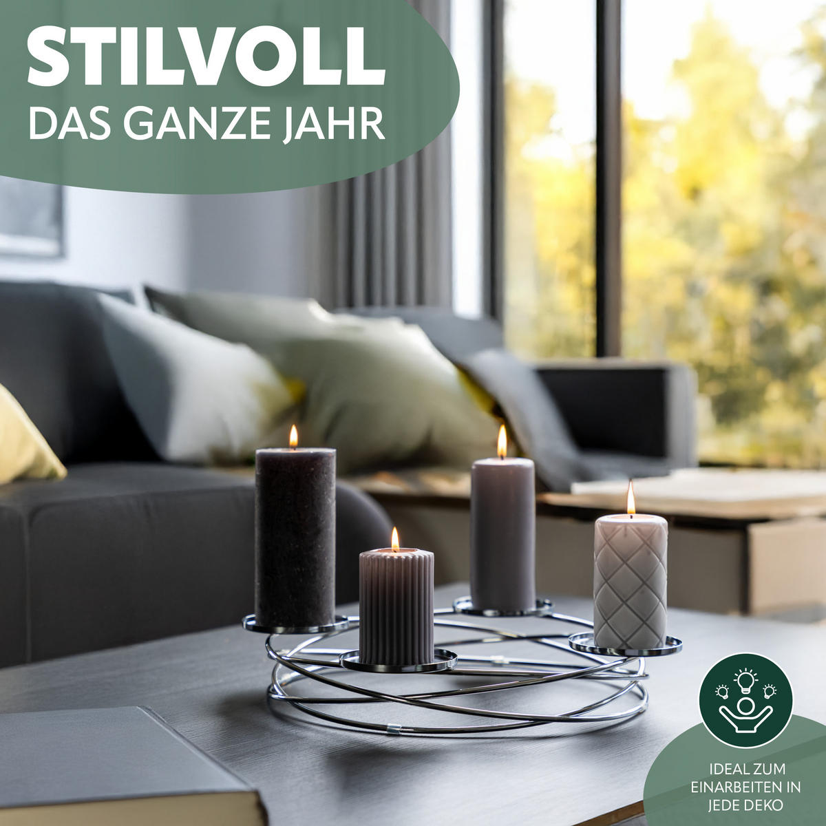 KERZENSTÄNDER, silber - Chromfarben, Metall (38/5.5/38cm) - bremermann