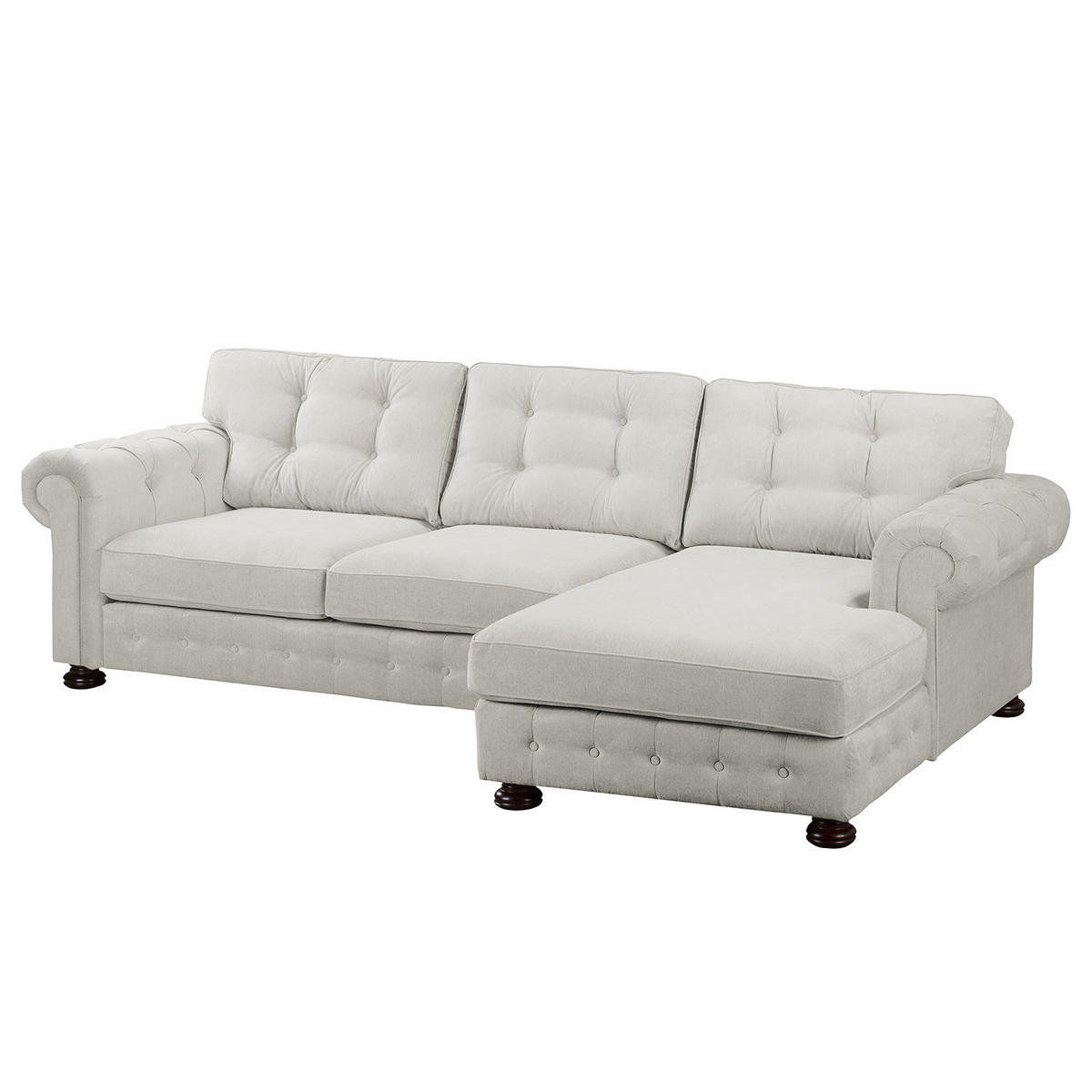 ECKSOFA mit Longchair - Microfaser - Beige, Textil (302/166cm) - home24