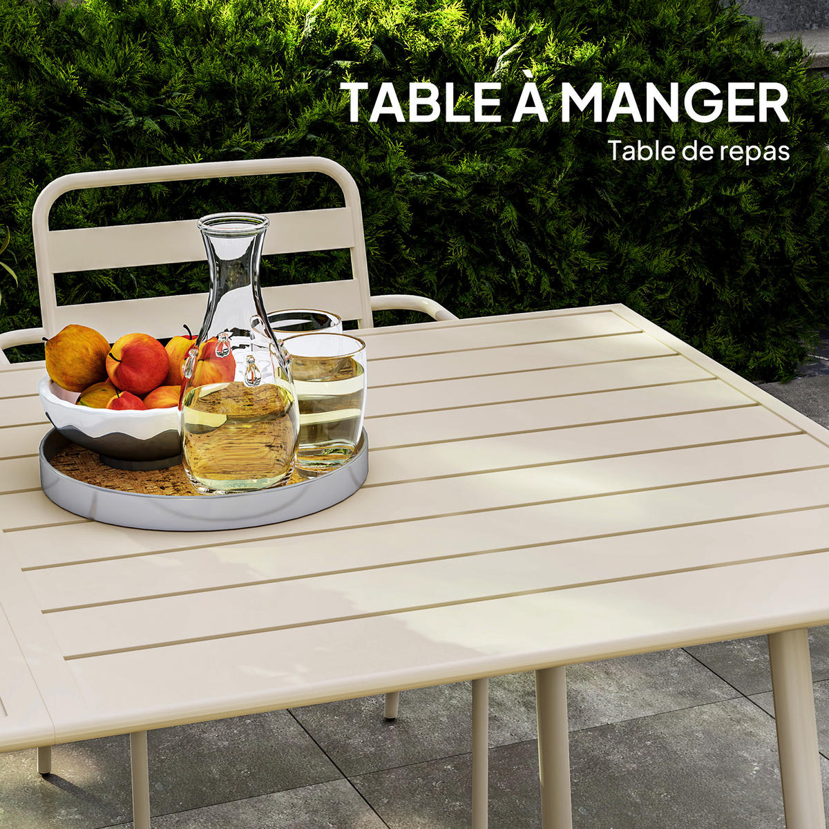 GARTENTISCHGRUPPE DE-18100 7-teilig, stapelbar Beige - Beige, Metall - ComfortXL