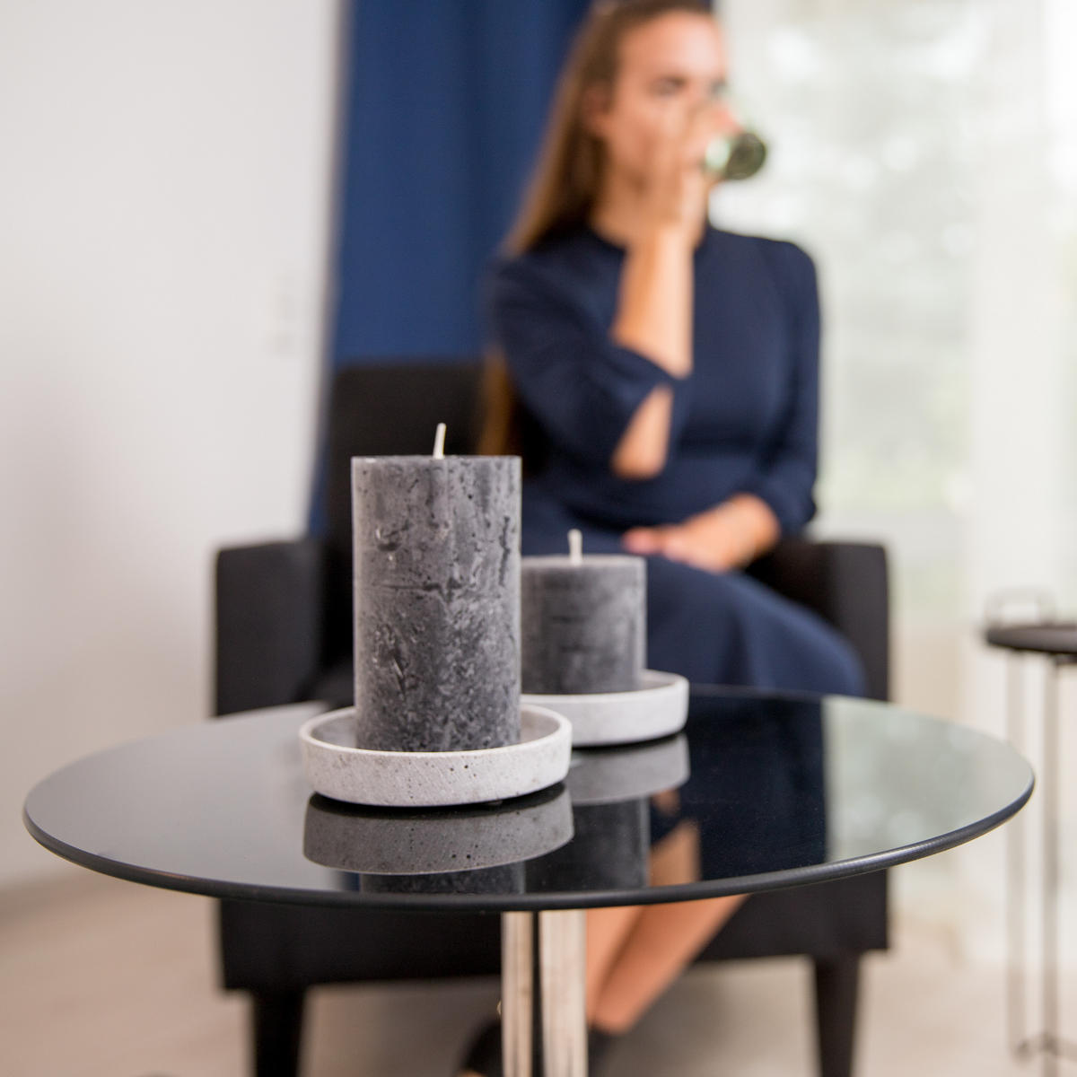 BEISTELLTISCH - Schwarz, Glas/Metall (43/43/53cm) - Relaxdays