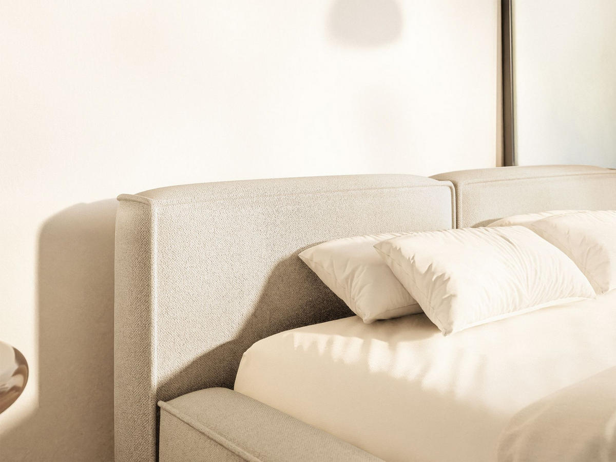 POLSTERBETT Tilves Slim Hellbeige 140x200 cm - Ecru/Schwarz, Kunststoff/Textil (140/200cm) - Selsey