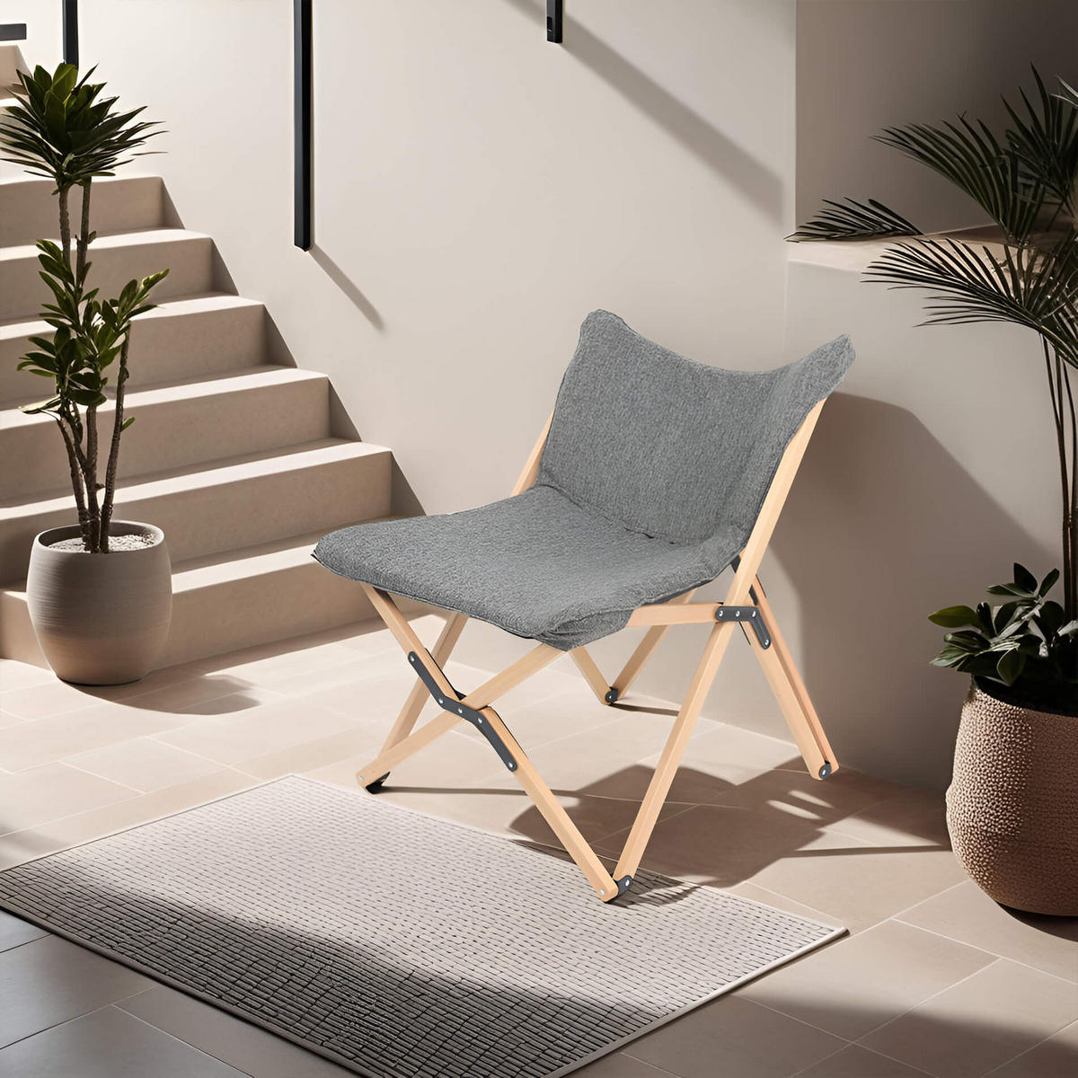 GARTENKLAPPSTUHL Braun Grau 69/74/84 cm - Grau, Textil (69/84/74cm) - Mobili Rebecca
