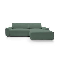 ECKSOFA BOULI 4-Sitzer Polstersofa Raven mit Schlaffunktion 130x210 cm Bettzeugablage 264x162x82 cm rechte, Farbe: Grün​ - Grün, Holz/Textil (264/162cm) - DomoHome