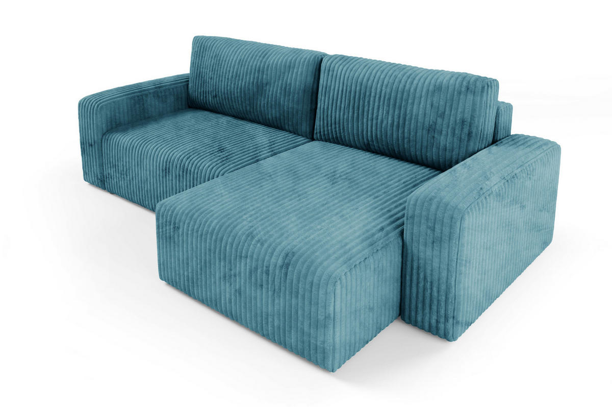 ECKSOFA mit Schlaffunktion Cord Türkis - Türkis, Textil (244/149cm) - Furnisell