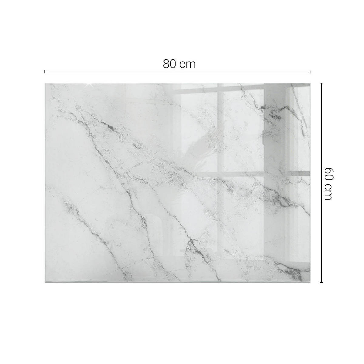 TISCHPLATTE 80x60 cm Marmorierte Oberfläche - Weiß/Grau, Glas (80/60/0.4cm) - TULUP