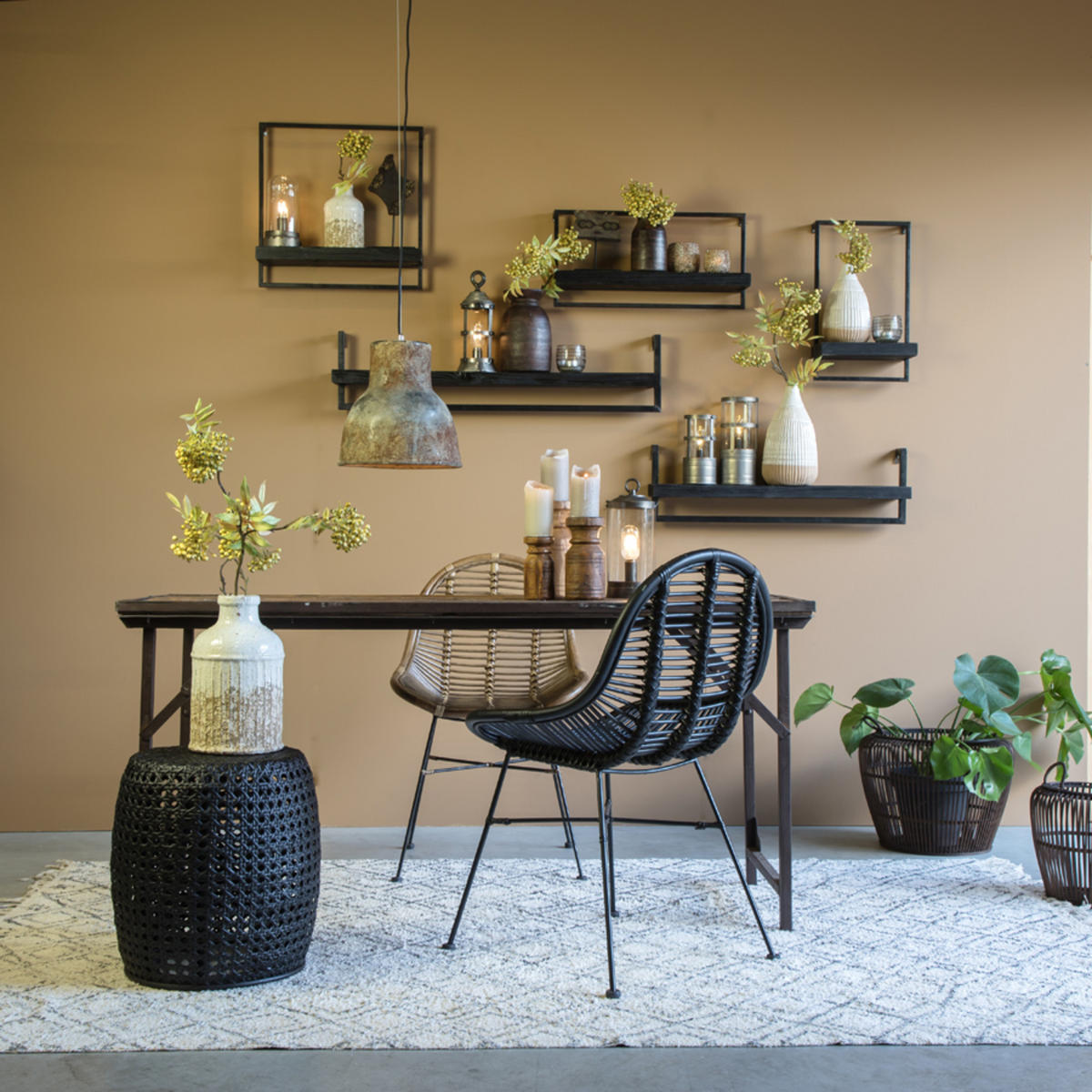 WANDREGAL Maddison Schwarz 60/15/30 cm - Schwarz, Metall (15/30/60cm) - Light & Living