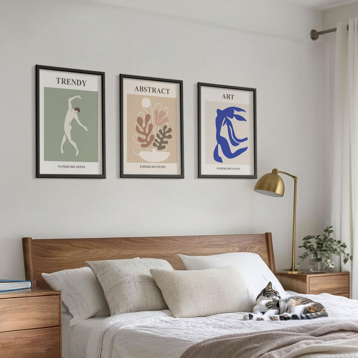 WANDBILDER 3er-Set - 40x60 cm Schwarzer Rahmen - Matisses stilvolle Pflanzenfiguren - Schwarz, Kunststoff (40/60cm) - ArtPrintCave