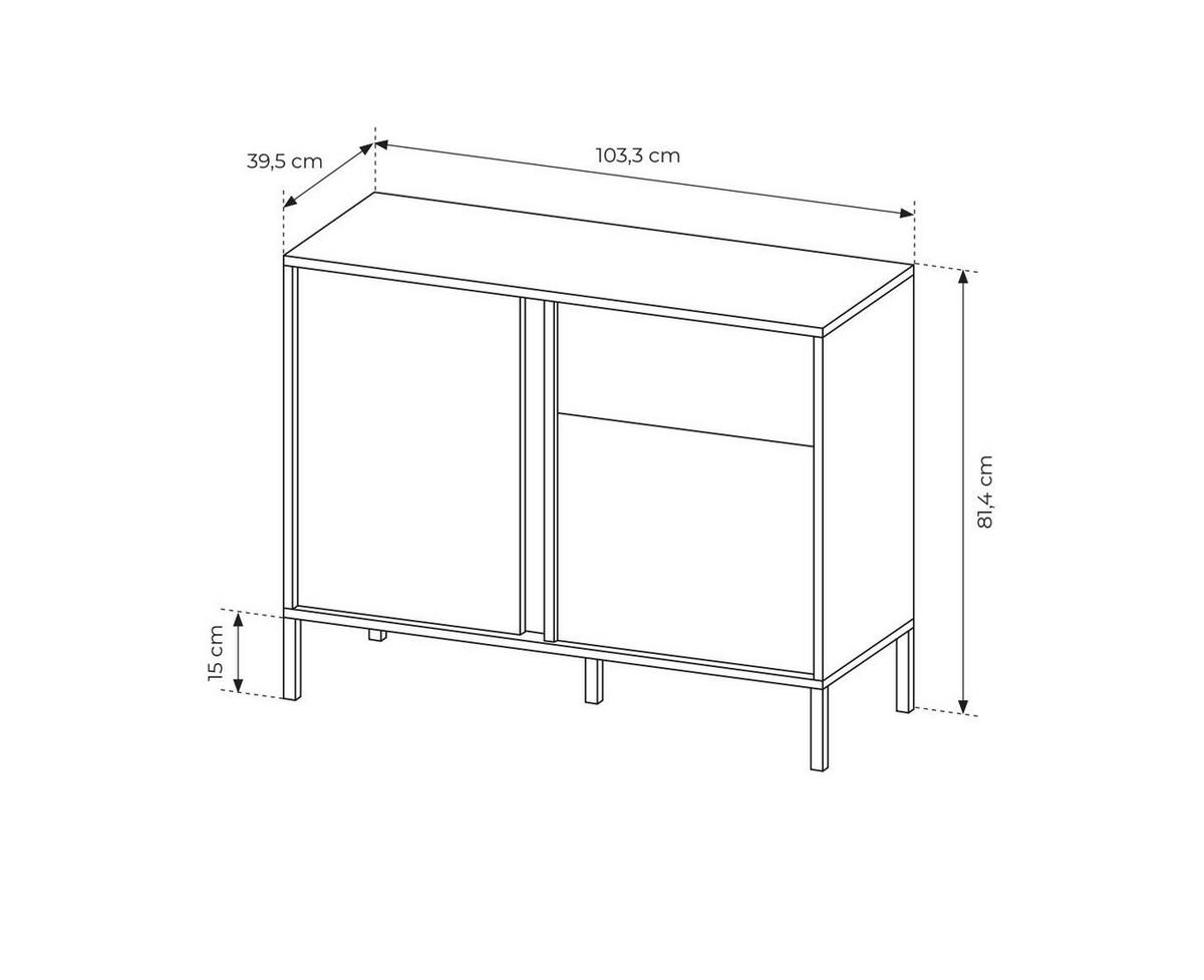 SIDEBOARD DAST Beige 103x40x81 cm - Beige, Holzwerkstoff (103/81/40cm) - FURNLUX